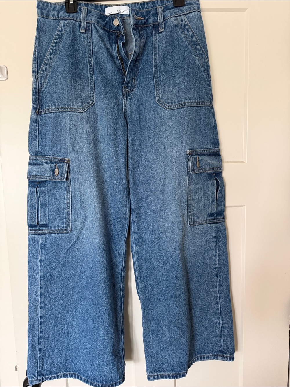 Vibrant Blue Cargo Wide-Leg Women's Jeans by Velvet